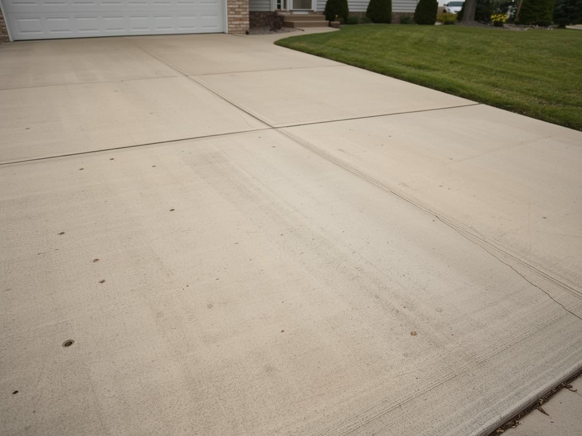 Level concrete driveway with flush slab joints after lifting
